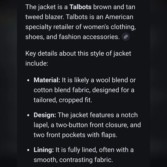 TALBOTS Women's Neutral Brown Tweed Jacket 14 - Picture 12 of 12